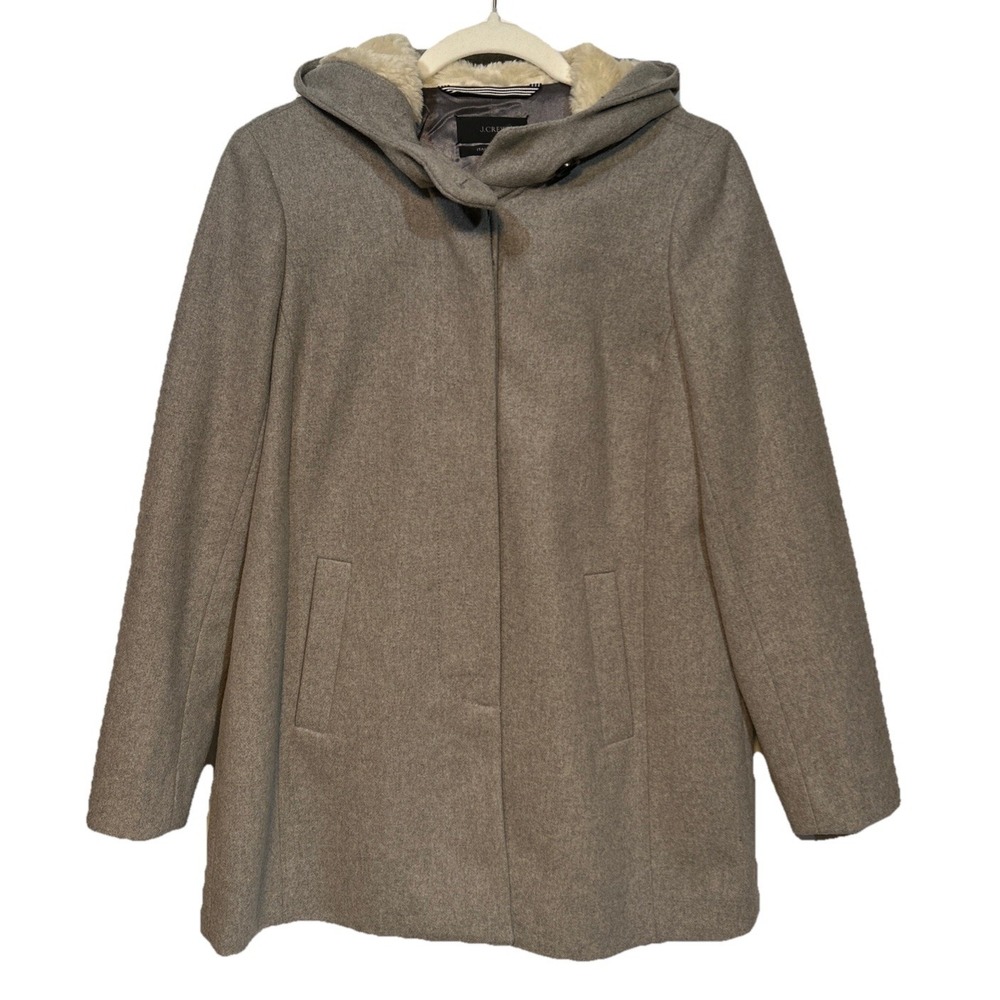 J.Crew Hooded Italian Swingy Wool Top Coat Gray Women's Size 4
